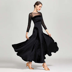 Women's Velvet Long Sleeve Modern Dance Dress Ballroom Dance Costume Training Performance