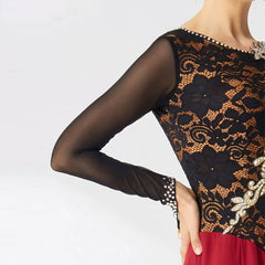 YUN Customisable-Women's Long sleeve DiamonDance Costume Dress For Ballroom Dancing standard/Smooth Dress