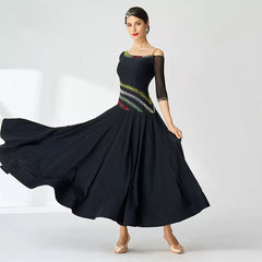 YUN Customisable-Women's Half sleeve DiamonDance Costume Dress For Ballroom Dancing standard/Smooth Dress