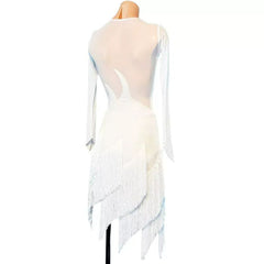 Customisable-Women's White Long Sleeve DanceWear Dance Dress Performance Wear