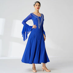 YUN Customisable-Women's Long sleeve DiamonDance Costume Dress For Ballroom Dancing standard/Smooth Dress