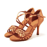 Women's Satin Customized Heel Ballroom Dance Shoes Latin Shoes