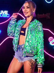 New Luminous Green Sequin Jacket Top