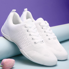 Women's White Mesh JazShoes Lace-up Dance Sneakers