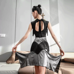 YJFY Women's Black Sleeveless Dance Tops Bodysuit LeotarPractice DanceWear