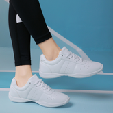 Women's White Microfiber PU JazShoes Lace-up Dance Sneakers