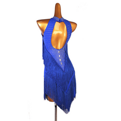Customisable-Women's Rhinestone Tassels Rumba Latin Dance Dresses Performance Dresses