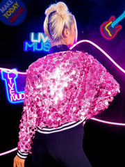 Long Sleeve Pink Sequin Jacket Top