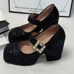 Pleated pointed-toe low-heeled shoes