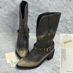 Painted and distressed western cowboy boots