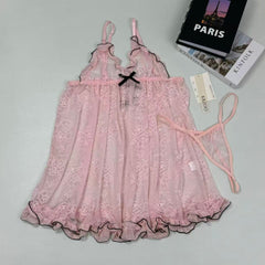 Net fabric nightgown set