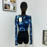 Crew Neck Pullover Printed Crop Top