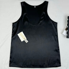 Silk round-neck tank top with straps