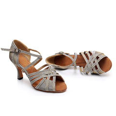 Women's Sparkling Glitter Customized Heel Latin Shoes Ballroom Dance Shoes