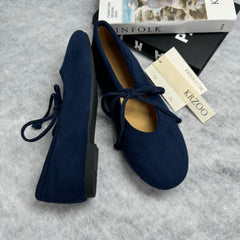 Soft flat bow round-toe Mary Jane shoes