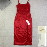 High-cut square-neck satin dress