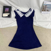 Blue Lace-Trimmed Dress