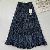 Net-silk A-line pleated mid-length skirt