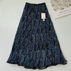 Net-silk A-line pleated mid-length skirt