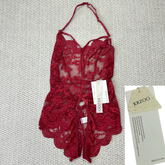 Lace open-front one-piece sheer set
