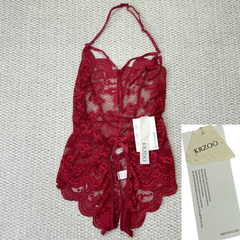 Lace open-front one-piece sheer set