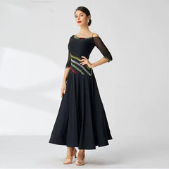 YUN Customisable-Women's Half sleeve DiamonDance Costume Dress For Ballroom Dancing standard/Smooth Dress