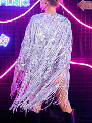 Silver Fringe Jacket - Silver Sequin Fringe Top