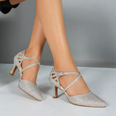 Women's Silver Pointed Toe Customized Heel Closed Toe Dance Shoes