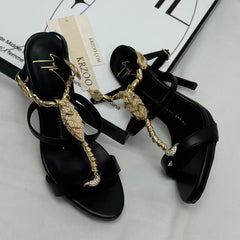 Gold water droplet spider toe stiletto heels
