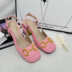 Square-toe retro soft thick-soled leather shoes