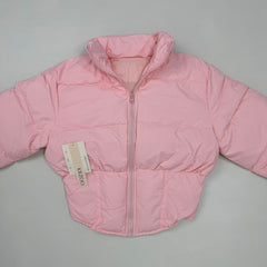 A slim-fitting short coat with a stand-up collar