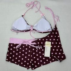 Dot-pattern two-piece strapless swimsuit