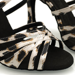 Women's Customized Heel Open Toe Strappy Dance Shoes WIth Leopard Print