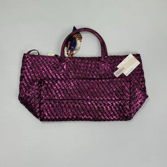 Snake-pattern woven shoulder bag