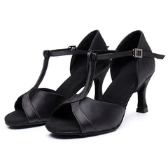 Women's Satin 5.5cm/7.5cm Heel Ankle Strap Latin Shoes Ballroom Dance Shoes