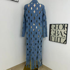 Street-Style Cutout Long-Sleeve Trench Coat