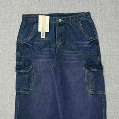 Workwear straight high-waisted jeans