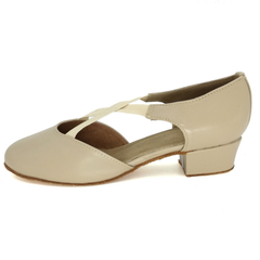 Women's Beige Leatherette 3.5cm Heels Ballroom Swing Dance Shoes