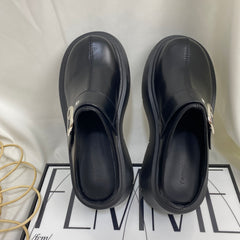 Round-Toe Casual Platform Slippers