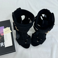 Fish-mouth velcro slip-on sandals
