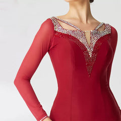 YUN Customisable-Women's Long sleeve DiamonDance Costume Dress For Ballroom Dancing standard/Smooth Dress
