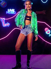 New Luminous Green Sequin Jacket Top