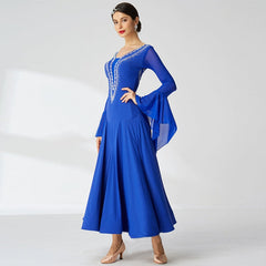 YUN Customisable-Women's Long sleeve DiamonDance Costume Dress For Ballroom Dancing standard/Smooth Dress