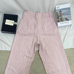 Textured Pink Denim Jeans