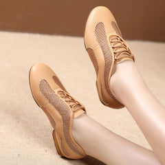 Women's Real Leather Heels Pumps With Lace-up Dance Shoes Teaching & Practice Shoes