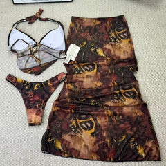 Necklace-style netted wrap-around skirt set