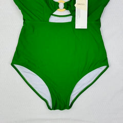 Shaping V-neck revealing-back swimming suit