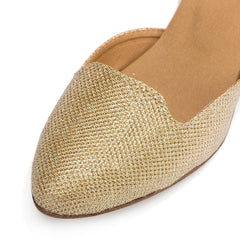 Women's Gold Real Leather Customized Heel Modern Dance Shoes Ballroom Dance Shoes