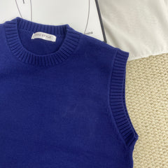Round Neck Solid Color Knitted Vest