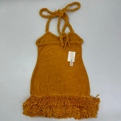 Woven twisted rope shoulder strap fringed dress